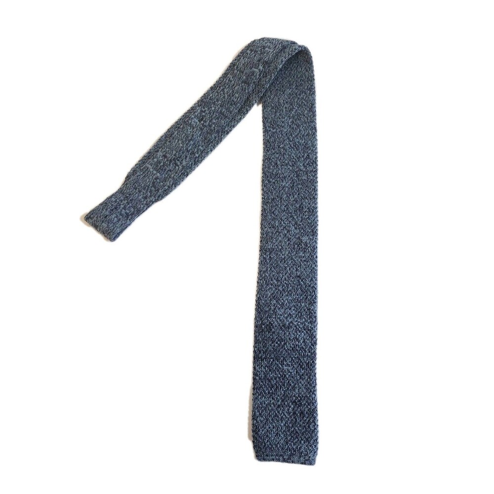 1980’s Flat Bottom Knit Tie Stafford 100% Wool Blue 50x2